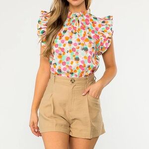 NWT THML Dot Flutter Sleeve Top